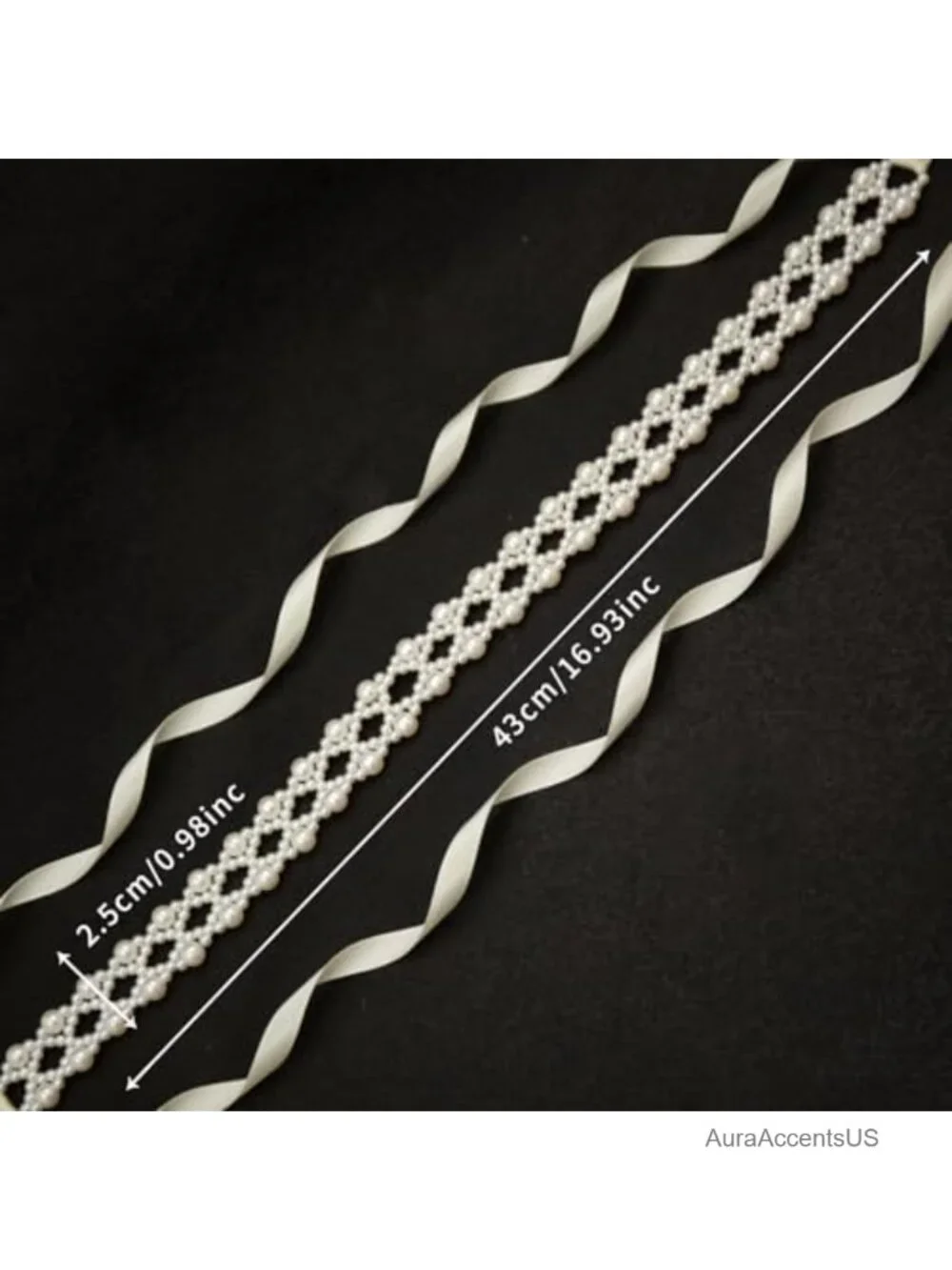 Handmade Beaded Pearl Bridal Belt Sash Wedding Dress Accessory Long